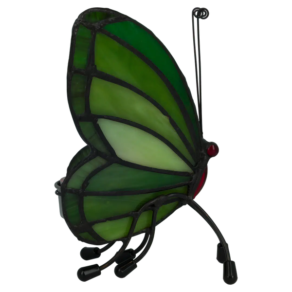 Tiffany vlinder waxinelichthouder – Groen & Geelgroen – H 14 cm (Art. 8017)