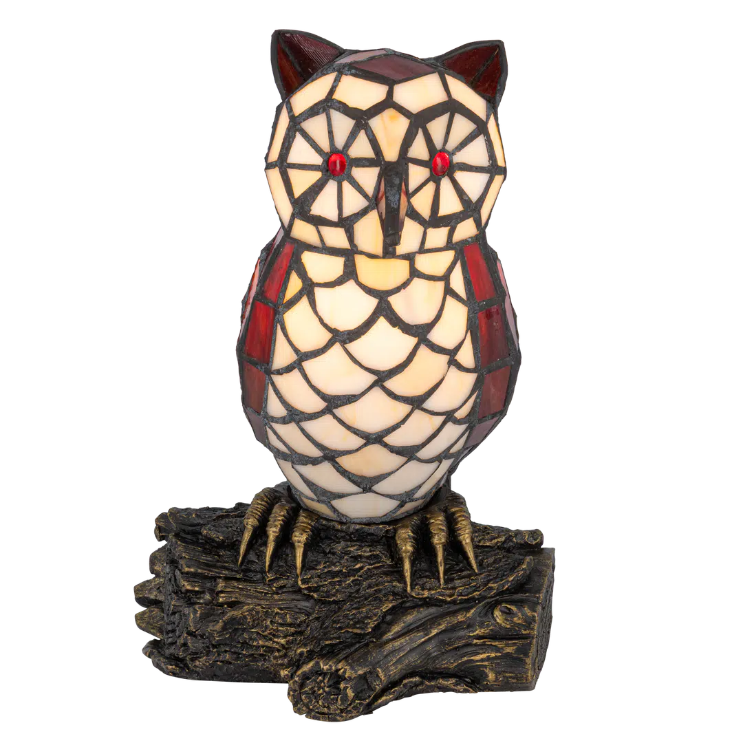 Tiffany uillamp – crème, rood & bruin glas – L 18,5 × B 15,5 × H 26,5 cm (Art. 8050)