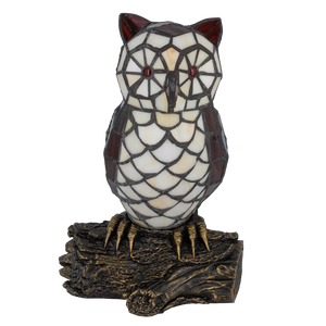 Tiffany uillamp – crème, rood & bruin glas – L 18,5 × B 15,5 × H 26,5 cm (Art. 8050)