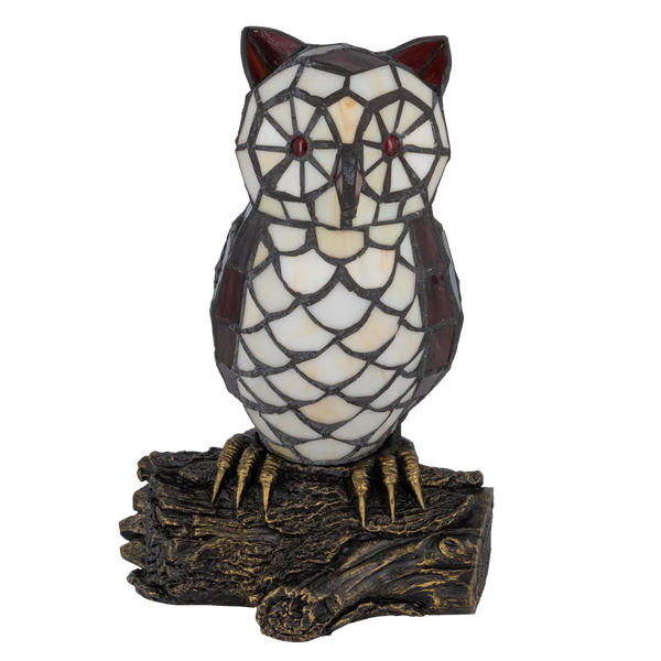 Tiffany uillamp – crème, rood & bruin glas – L 18,5 × B 15,5 × H 26,5 cm (Art. 8050)