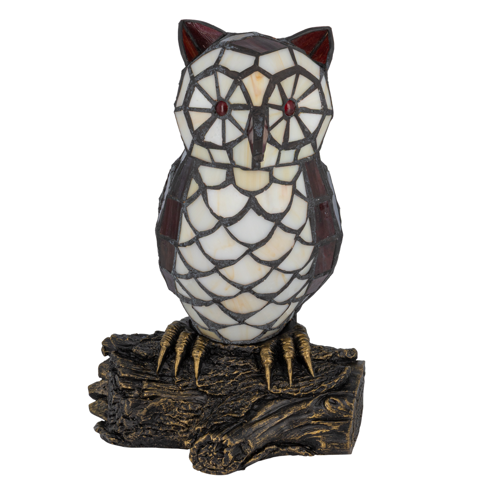 Tiffany uillamp – crème, rood & bruin glas – L 18,5 × B 15,5 × H 26,5 cm (Art. 8050)