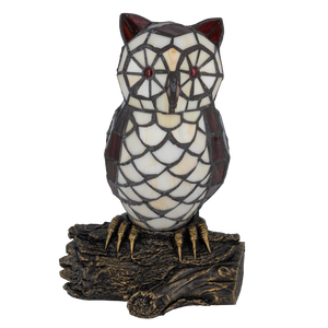 Tiffany uillamp – crème, rood & bruin glas – L 18,5 × B 15,5 × H 26,5 cm (Art. 8050)