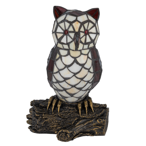 Tiffany uillamp – crème, rood & bruin glas – L 18,5 × B 15,5 × H 26,5 cm (Art. 8050)