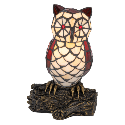 Tiffany uillamp – crème, rood & bruin glas – L 18,5 × B 15,5 × H 26,5 cm (Art. 8050)