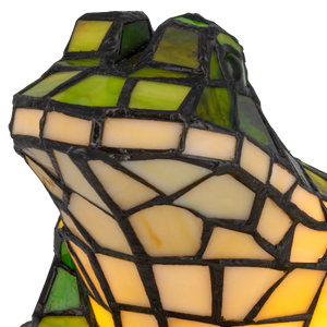 Tiffany kikkerlamp – groen & crème glas – L 20,5 × B 22,5 × H 14 cm (Art. 8060)