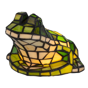 Tiffany kikkerlamp – groen & crème glas – L 20,5 × B 22,5 × H 14 cm (Art. 8060)