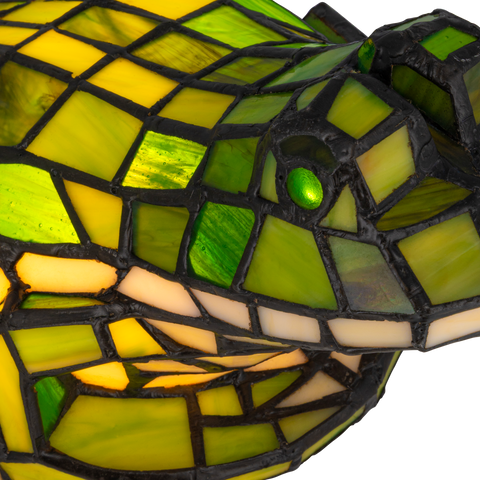 Tiffany kikkerlamp – groen & crème glas – L 20,5 × B 22,5 × H 14 cm (Art. 8060)