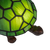 Detail Tiffany schildpadlamp met bronskleurige voet van glas in lood in groen glas-in-lood schild