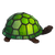 Roruvera Tiffany schildpadlamp met bronskleurige voet van glas in lood in groen glas-in-lood schild, brandend