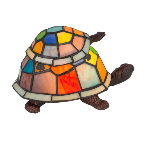 Tiffany schildpadlamp – Speelse uitstraling (Meerkleurig) – L 22 × B 18 cm (Art. 8090)