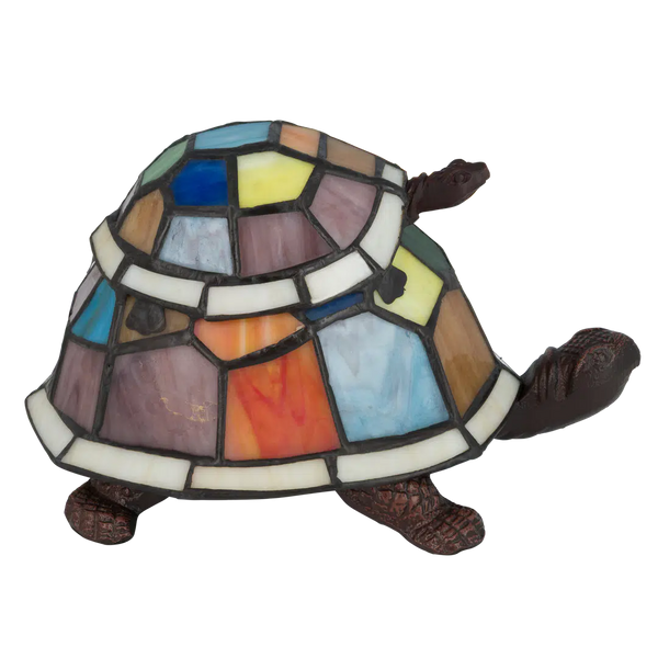 Tiffany schildpadlamp – Speelse uitstraling (Meerkleurig) – L 22 × B 18 cm (Art. 8090)