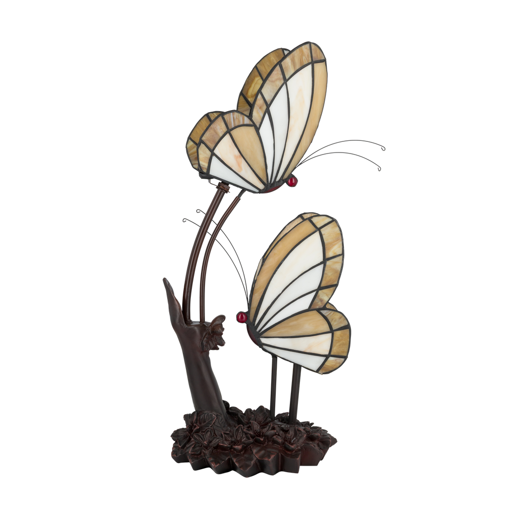 Tiffany vlinderlamp – Natuurlijke uitstraling – L 23 × B 17 × H 45 cm (Art. 8102)