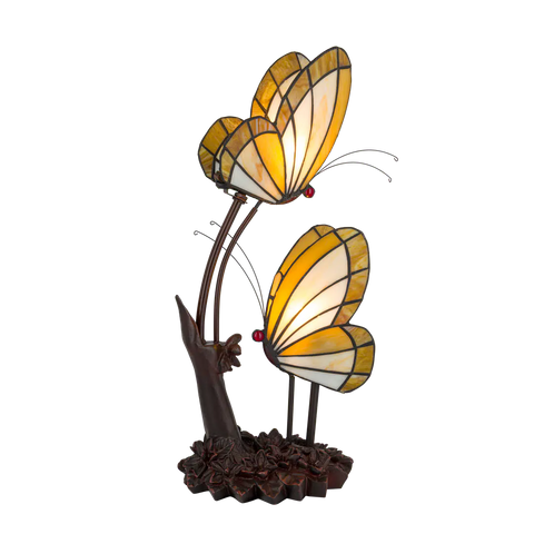 Tiffany vlinderlamp – Natuurlijke uitstraling – L 23 × B 17 × H 45 cm (Art. 8102)