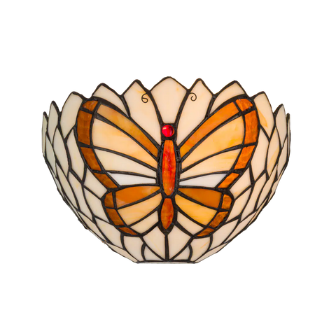 Tiffany vlinder wandlamp – Natuurlijke uitstraling – B 25 × H 14 cm (Art. 8250)