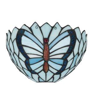 Tiffany vlinder wandlamp - B 25 CM x H 14 CM (Art. 8251)