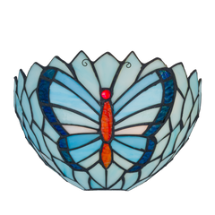 Tiffany vlinder wandlamp - B 25 CM x H 14 CM (Art. 8251)