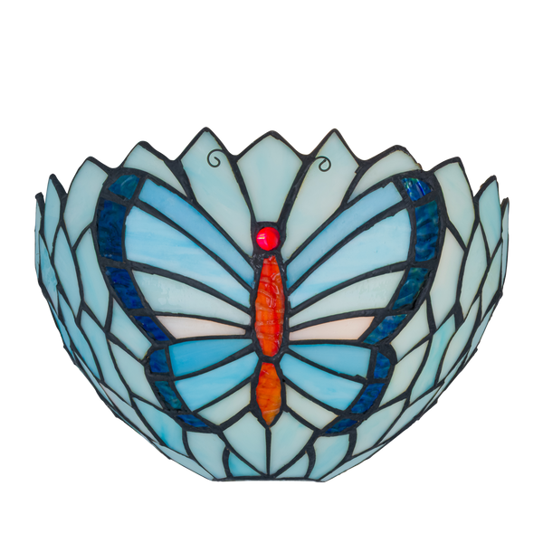Tiffany vlinder wandlamp - B 25 CM x H 14 CM (Art. 8251)