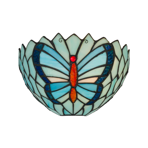 Tiffany vlinder wandlamp - B 25 CM x H 14 CM (Art. 8251)