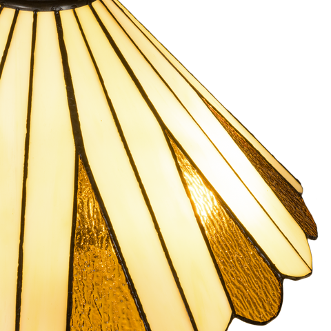 Tiffany tafellamp – Crème & Amber Symmetrisch – Ø 39,5 × H 59 cm (Art. 7052)
