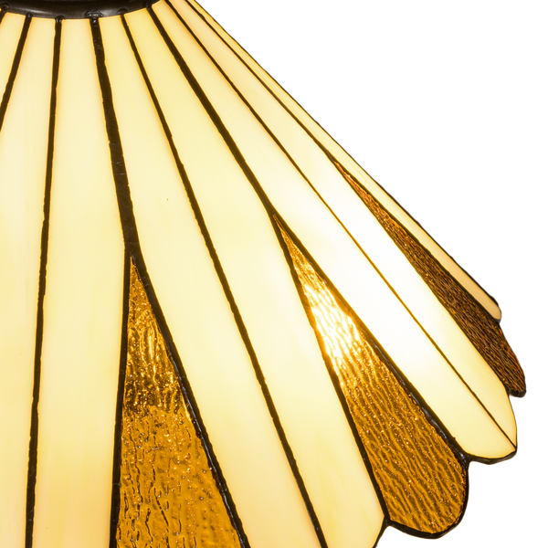 Tiffany tafellamp – Crème & Amber Symmetrisch – Ø 39,5 × H 59 cm (Art. 7052)