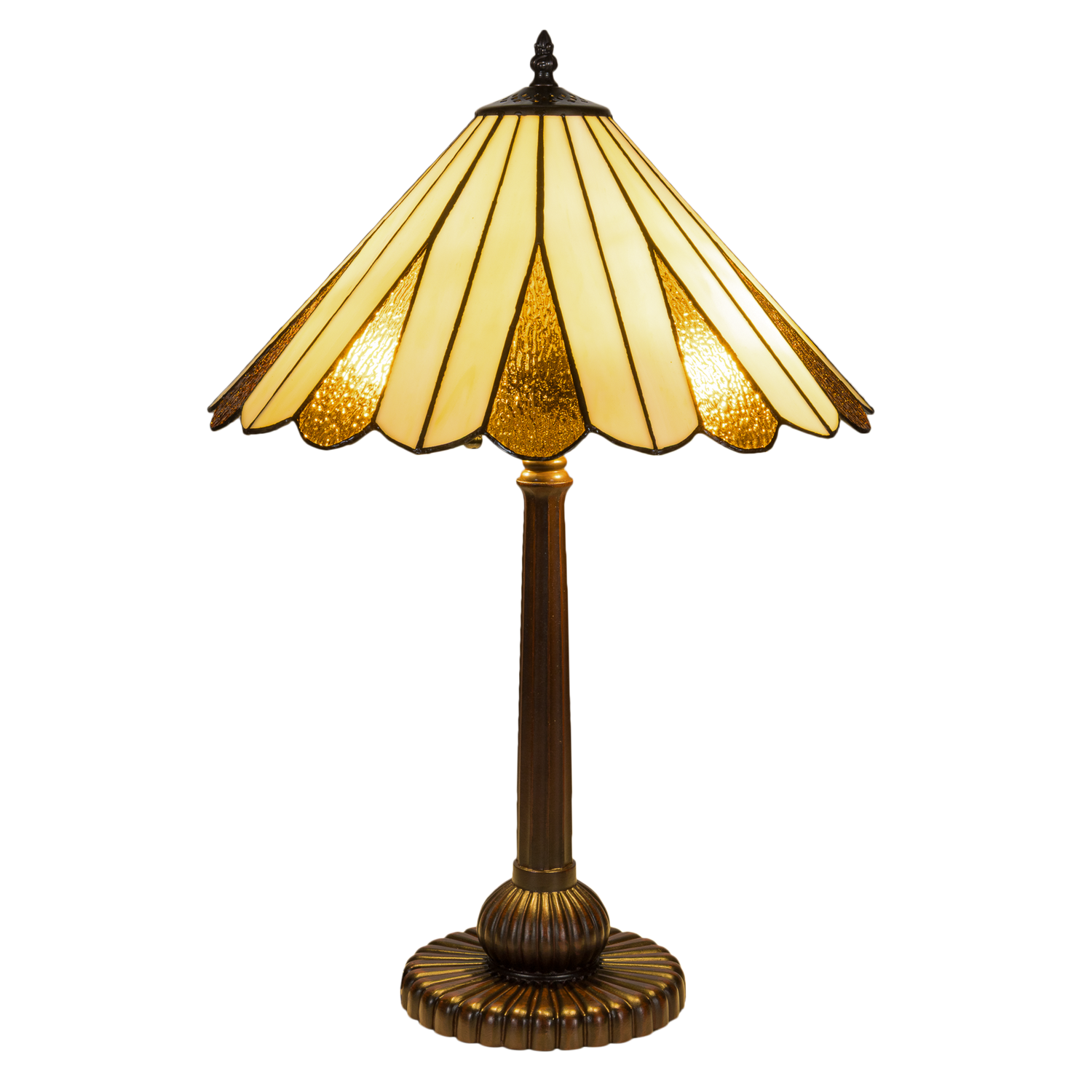 Tiffany tafellamp – Crème & Amber Symmetrisch – Ø 39,5 × H 59 cm (Art. 7052)