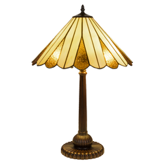 Tiffany tafellamp – Crème & Amber Symmetrisch – Ø 39,5 × H 59 cm (Art. 7052)